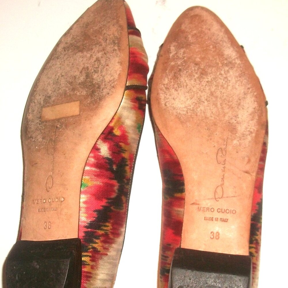 Oscar de la Renta Vintage Eighties Silk Print Ballet Flats - Picture 8 of 8